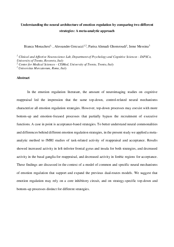 (PDF) Understanding the neural architecture of emotion regulation by ...