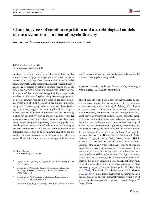 (PDF) Changing views of emotion regulation and neurobiological models ...