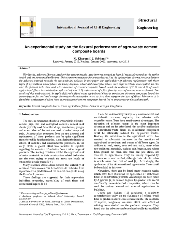 (PDF) An experimental study on the flexural performance of agro-waste ...