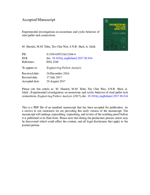 (PDF) Experimental investigations on monotonic and cyclic behavior of ...