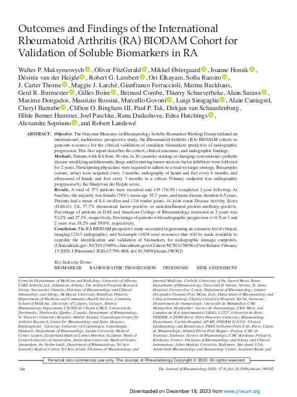 (PDF) Outcomes and Findings of the International Rheumatoid Arthritis ...