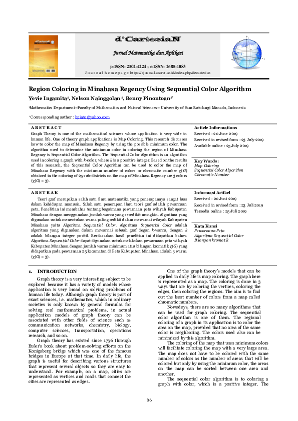 (PDF) Region Coloring in Minahasa Regency Using Sequential Color ...