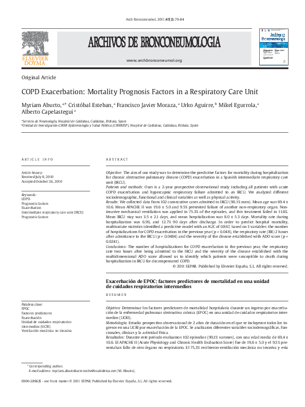 (PDF) COPD Exacerbation: Mortality Prognosis Factors in a Respiratory ...