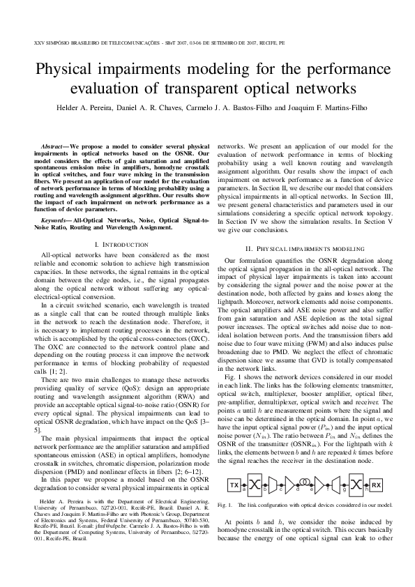 (PDF) Physical impairments modeling for the performance evaluation of ...