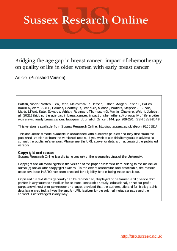 (PDF) Bridging the Age Gap in breast cancer: Impact of chemotherapy on ...