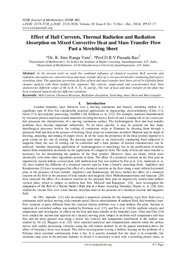 (PDF) Effect of Hall Currents, Thermal Radiation and Radiation ...
