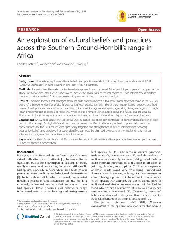 (PDF) An exploration of cultural beliefs and practices across the ...