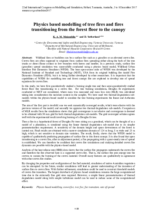 (PDF) Physics based modelling of tree fires and fires transitioning ...