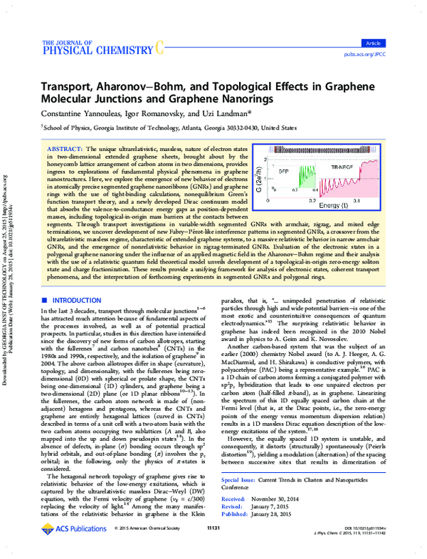 (PDF) Transport, Aharonov–Bohm, and Topological Effects in Graphene ...