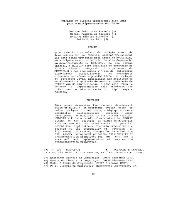 (PDF) MULPLIX: Um Sistema Operacional Tipo UNIX para o Multiprocessador ...