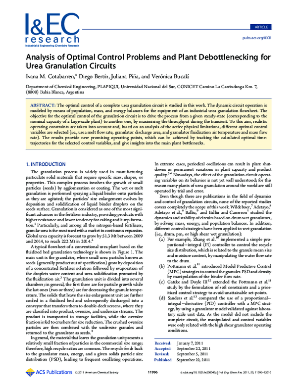 (PDF) Analysis of Optimal Control Problems and Plant Debottlenecking ...