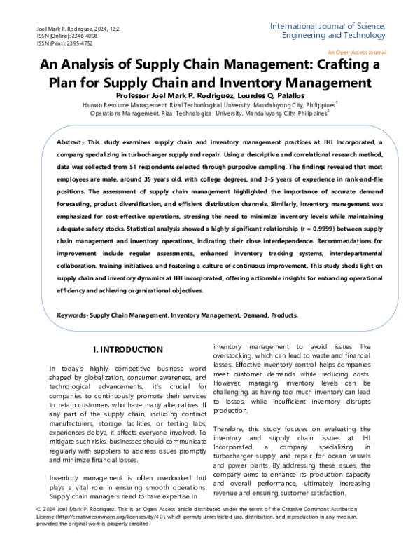 (PDF) An Analysis of Supply Chain Management: Crafting a Plan for ...