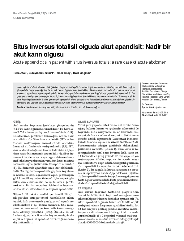 (PDF) Acute appendicitis in patient with situs inversus totalis: a rare ...