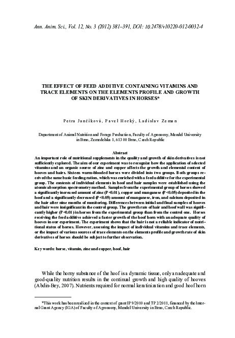(PDF) The Effect of Feed Additive Containing Vitamins and Trace ...