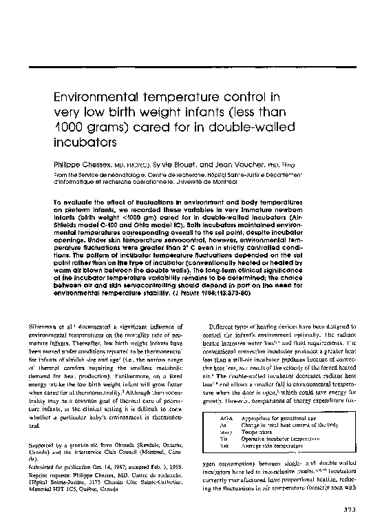 (PDF) Environmental temperature control in very low birth weight ...