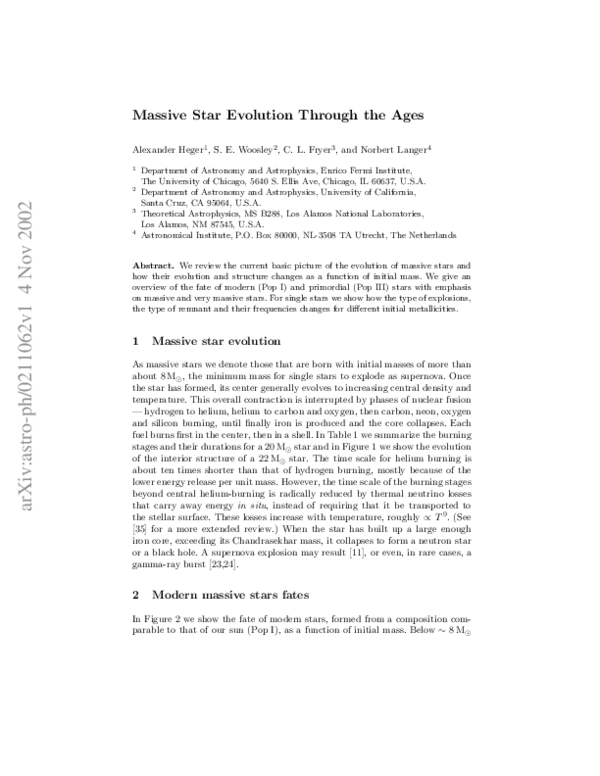 (PDF) Massive Star Evolution Through the Ages