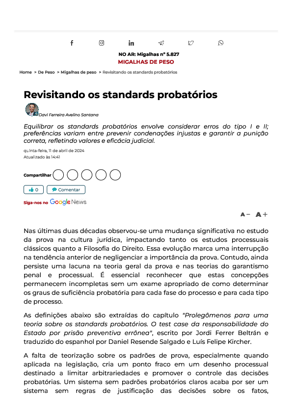 (PDF) Revisitando os standards probatórios