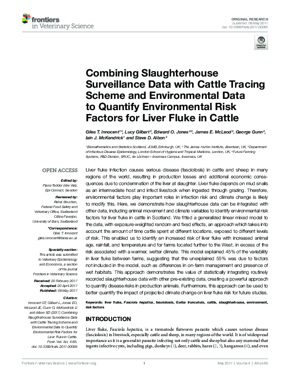(PDF) Combining Slaughterhouse Surveillance Data with Cattle Tracing ...