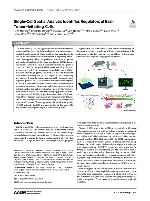 (PDF) Single cell spatial analysis identifies regulators of brain tumor ...