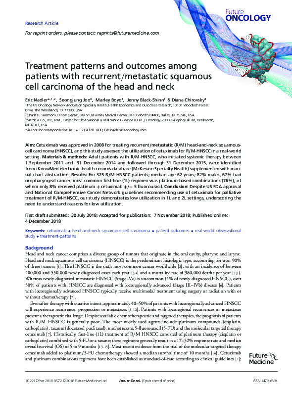 (PDF) Treatment patterns and outcomes among patients diagnosed with ...