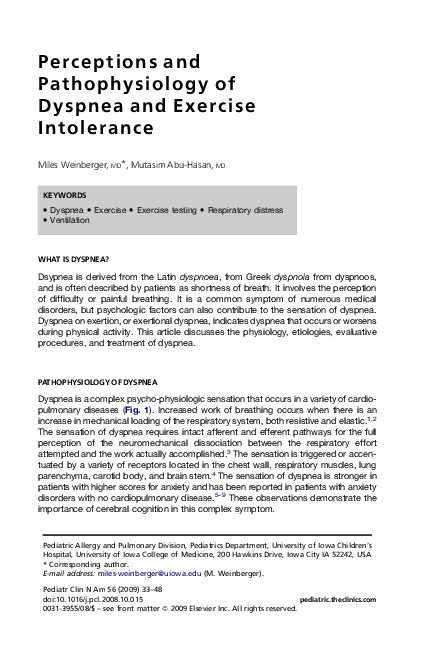 (PDF) Perceptions and Pathophysiology of Dyspnea and Exercise Intolerance
