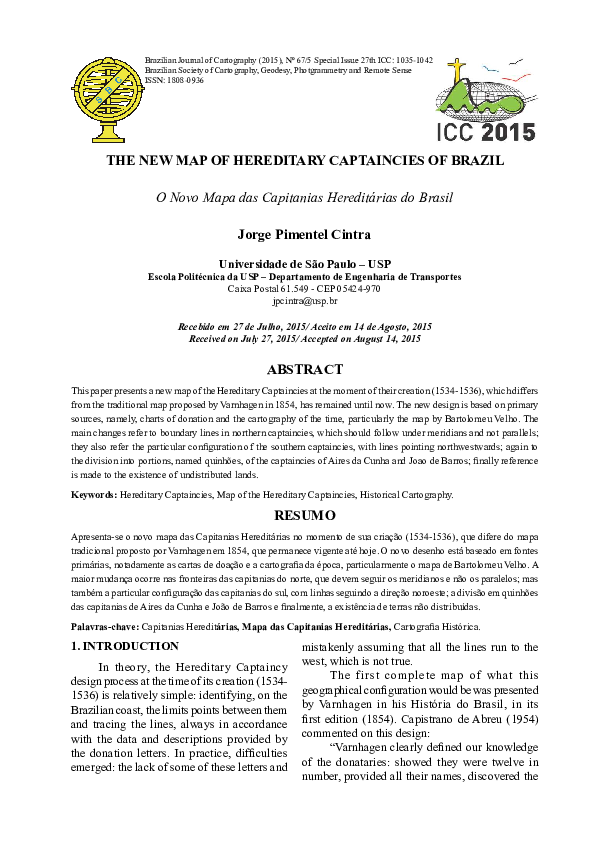 (PDF) The New Map of Hereditary Captaincies of Brazil
