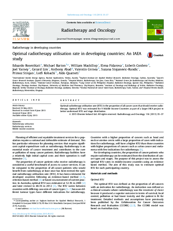(PDF) Optimal radiotherapy utilisation rate in developing countries: An ...