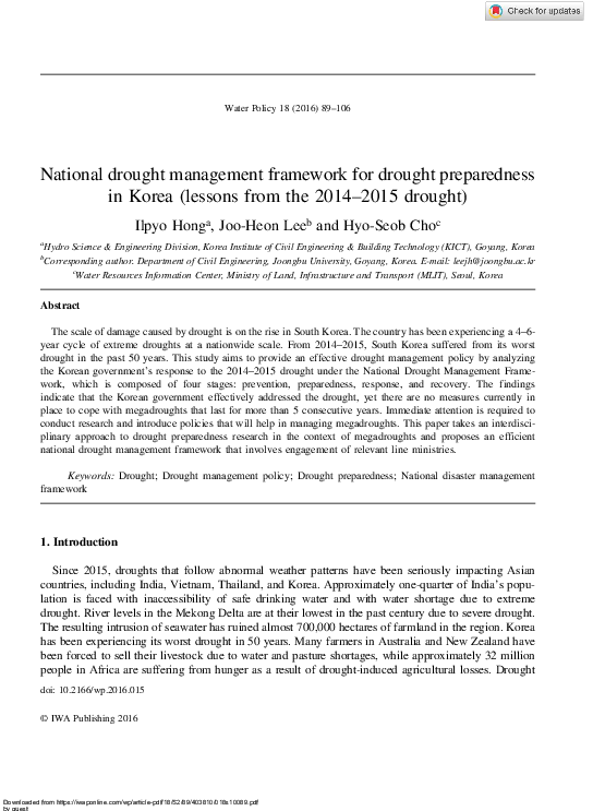 (PDF) National drought management framework for drought preparedness in ...