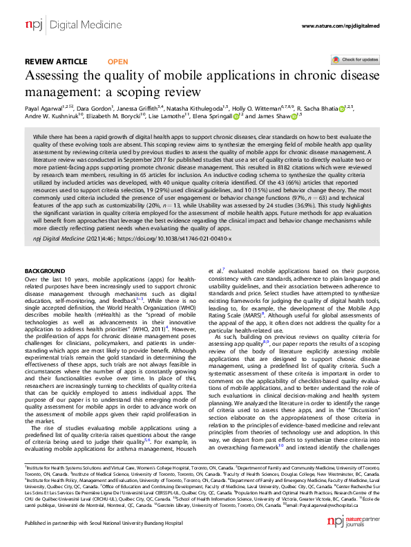 (PDF) Assessing the quality of mobile applications in chronic disease ...