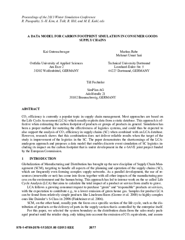 (PDF) A data model for carbon footprint simulation in consumer goods ...