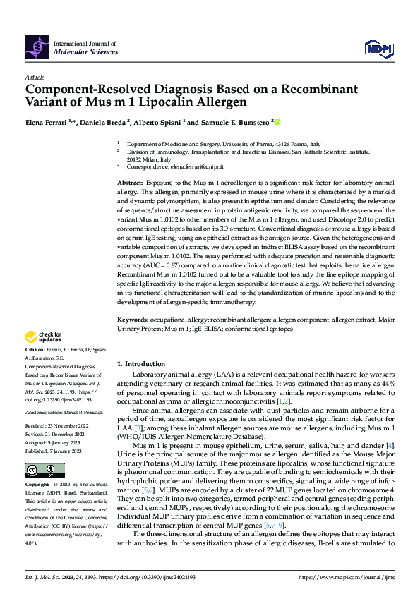 (PDF) Component-Resolved Diagnosis Based on a Recombinant Variant of ...