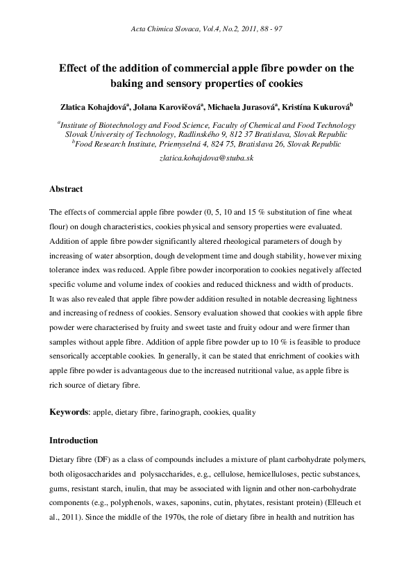 (PDF) Effect of the addition of commercial apple fibre powder on the ...