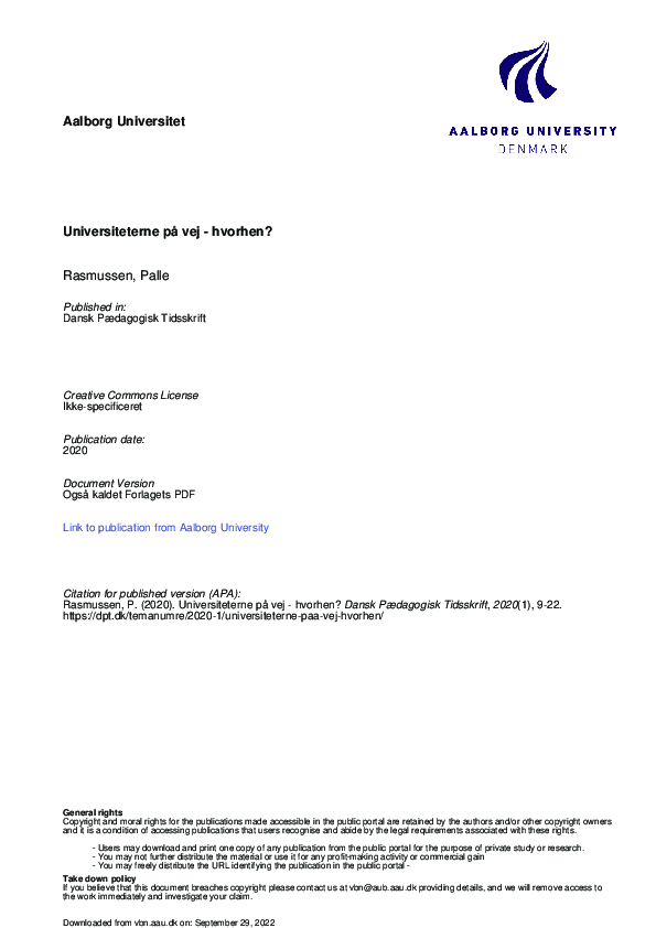 (PDF) Universiteterne på vej - hvorhen?