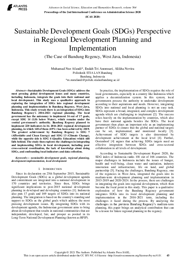 (PDF) Sustainable Development Goals (SDGs) Perspective in Regional ...