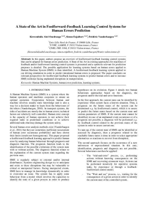 (PDF) A State of the Art in Feedforward-Feedback Learning Control ...