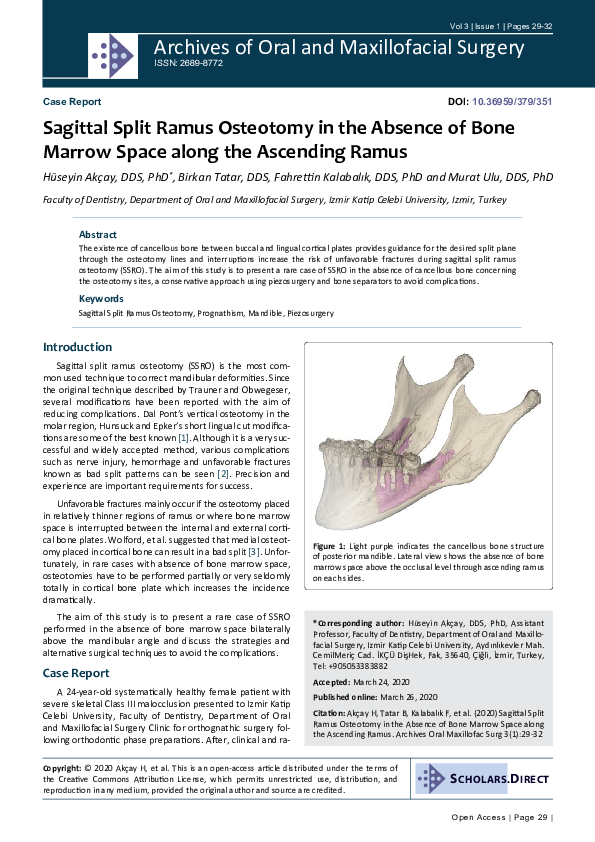 (PDF) Sagittal Split Ramus Osteotomy in the Absence of Bone Marrow ...