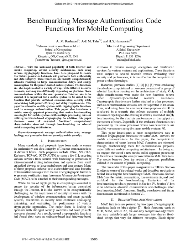 (PDF) Benchmarking message authentication code functions for mobile ...