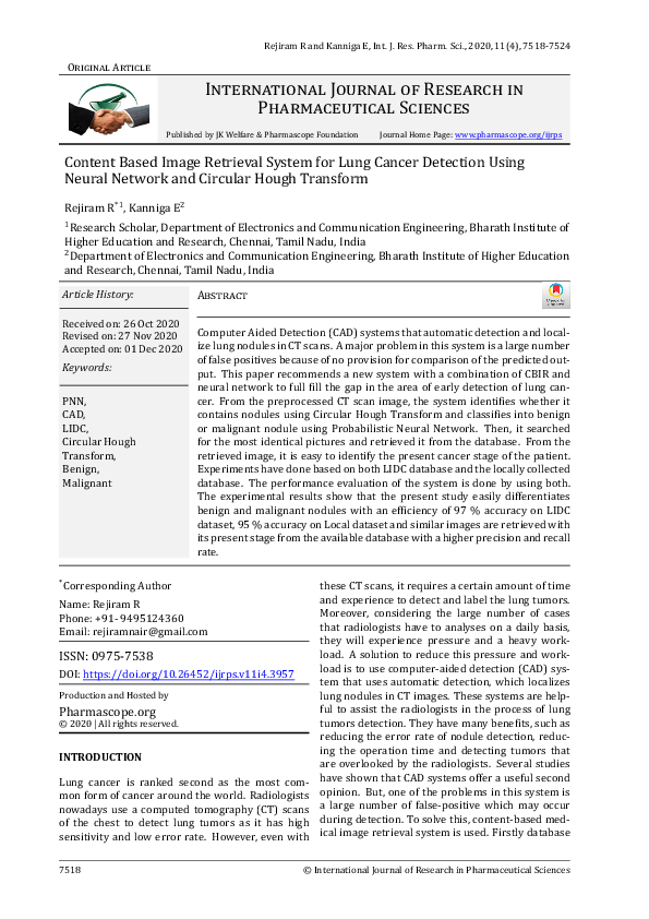 (PDF) Content Based Image Retrieval System for Lung Cancer Detection ...
