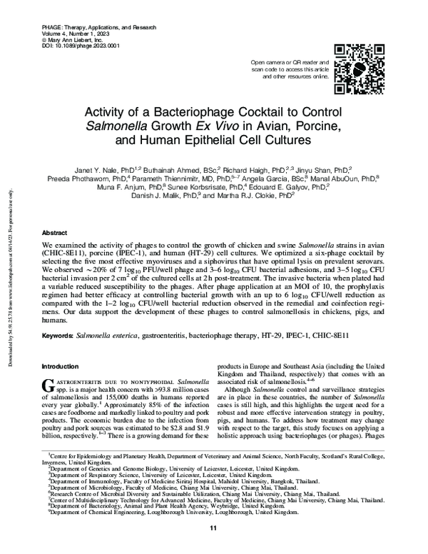 (PDF) Activity of a Bacteriophage Cocktail to Control Salmonella Growth ...