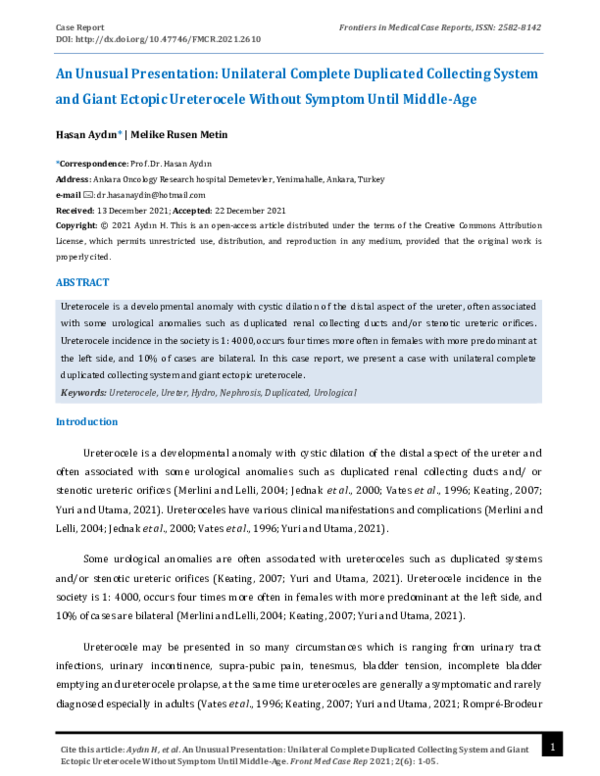 (PDF) An Unusual Presentation: Unilateral Complete Duplicated ...
