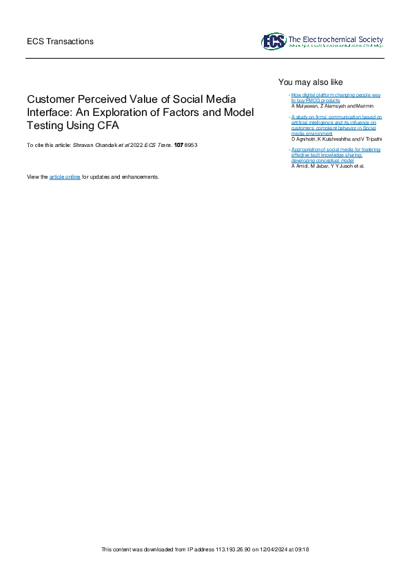 (PDF) Customer perceived value of social media interface: An ...