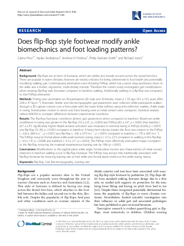 (PDF) Does flip-flop style footwear modify ankle biomechanics and foot ...