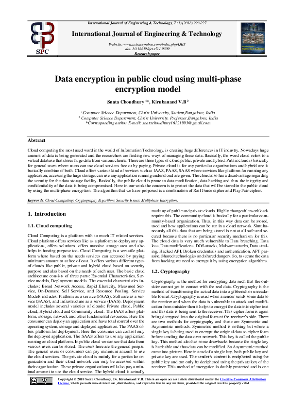 (PDF) Data encryption in public cloud using multi-phase encryption model