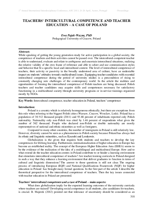 (PDF) Teachers’ Intercultural Competence and Teacher Education – a Case ...