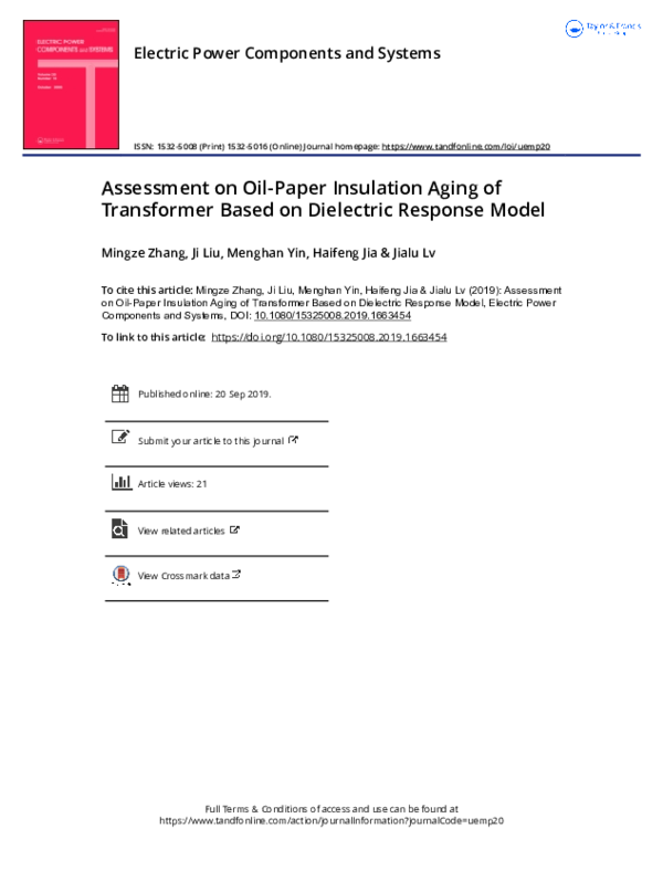 (PDF) Assessment on Oil-Paper Insulation Aging of Transformer Based on ...