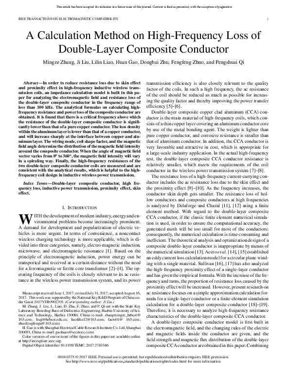 (PDF) A Calculation Method on High-Frequency Loss of Double-Layer ...