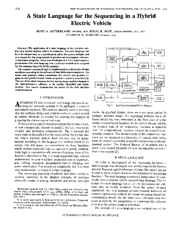 (PDF) A State Language for the Sequencing in a Hybrid Electric Vehicle