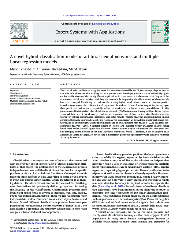 (PDF) A novel hybrid classification model of artificial neural networks ...