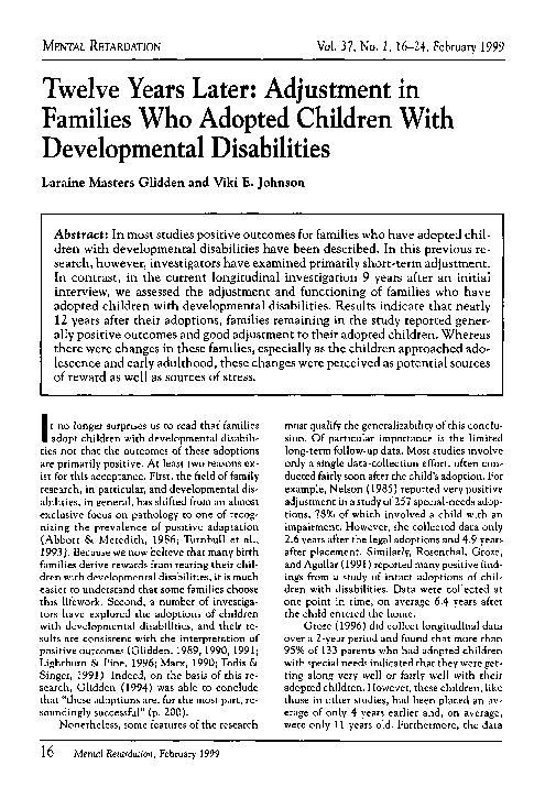 (PDF) Twelve Years Later: Adjustment in Families Who Adopted Children ...