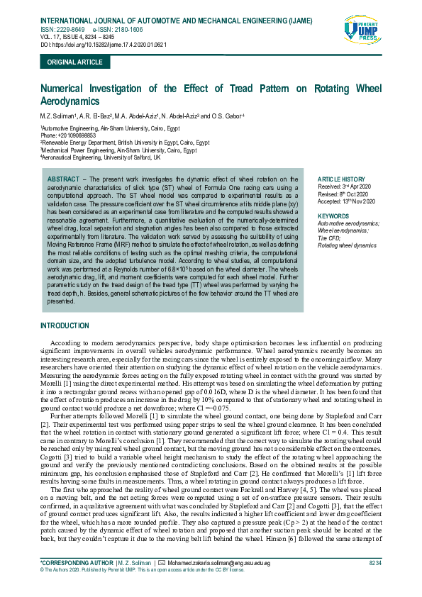 (PDF) Numerical Investigation of the Effect of Tread Pattern on ...
